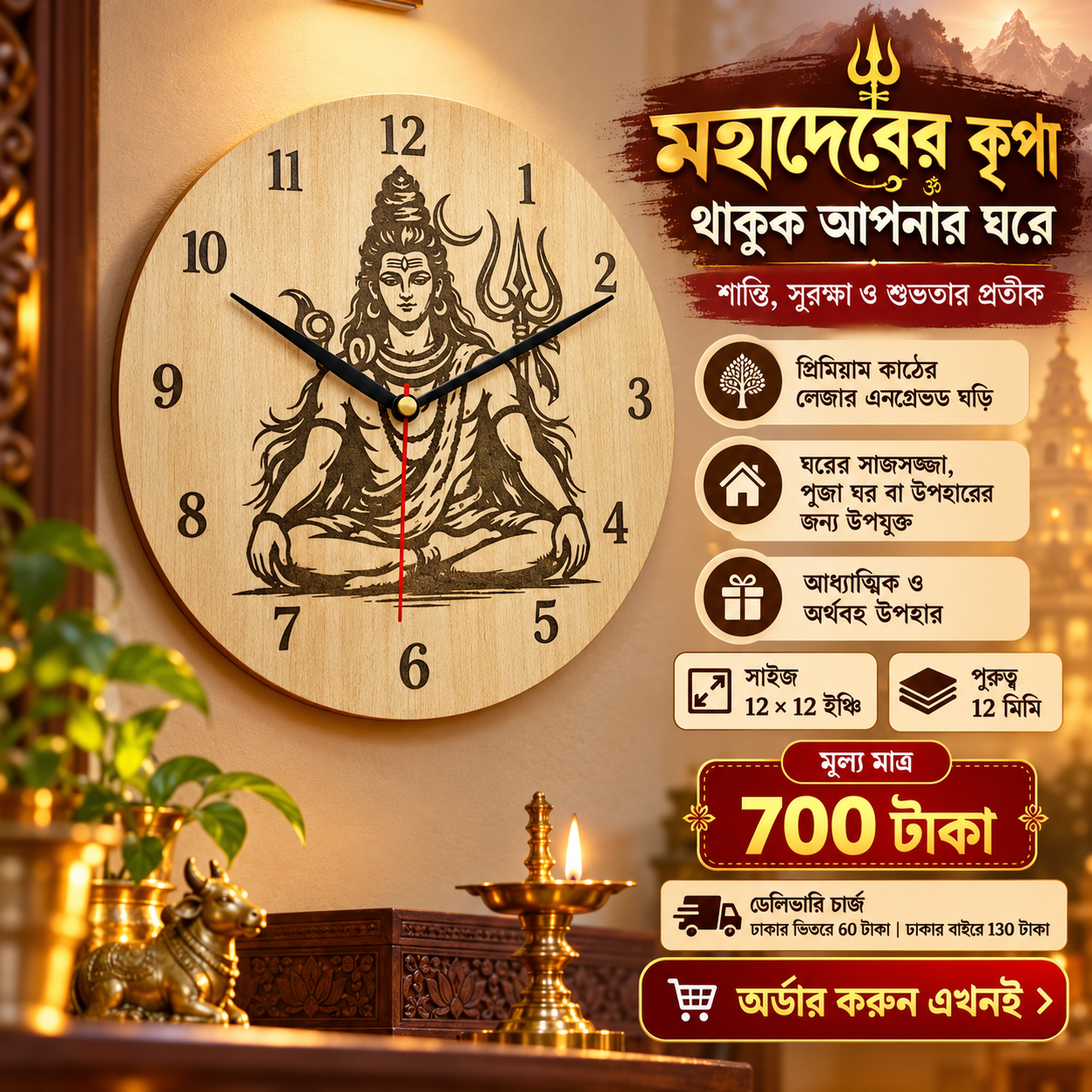Mohadeb Wooden Wall Clock image 2